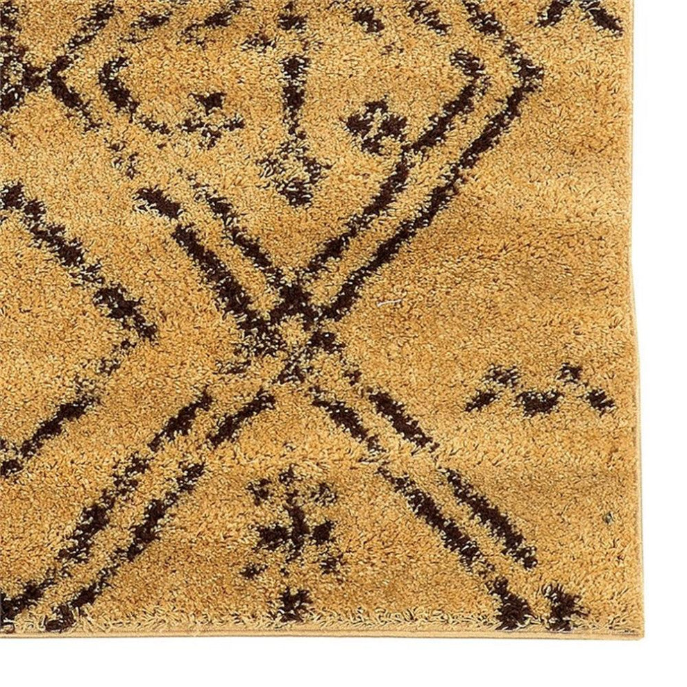 Linon Moroccan Fes Power Loomed Polypropylene 5'x7' Rug in Brown