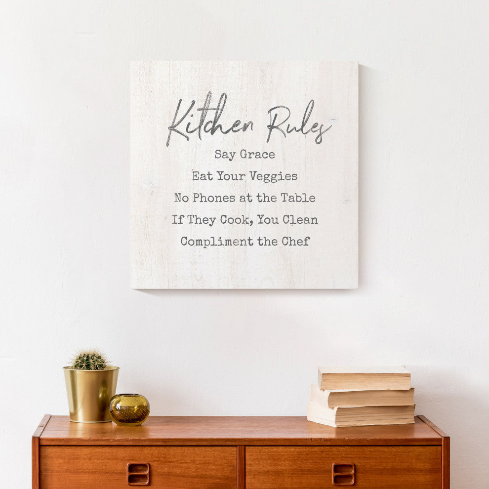 Kitchen Rules 16x16 Canvas Wall Art
