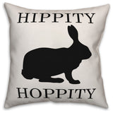 Hippity Hoppity Rabbit Silhouette 18x18 Throw Pillow Cover