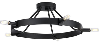 Breckenridge Collection Five-Light Matte Black Rustic Farmhouse Semi-Flush Mount
