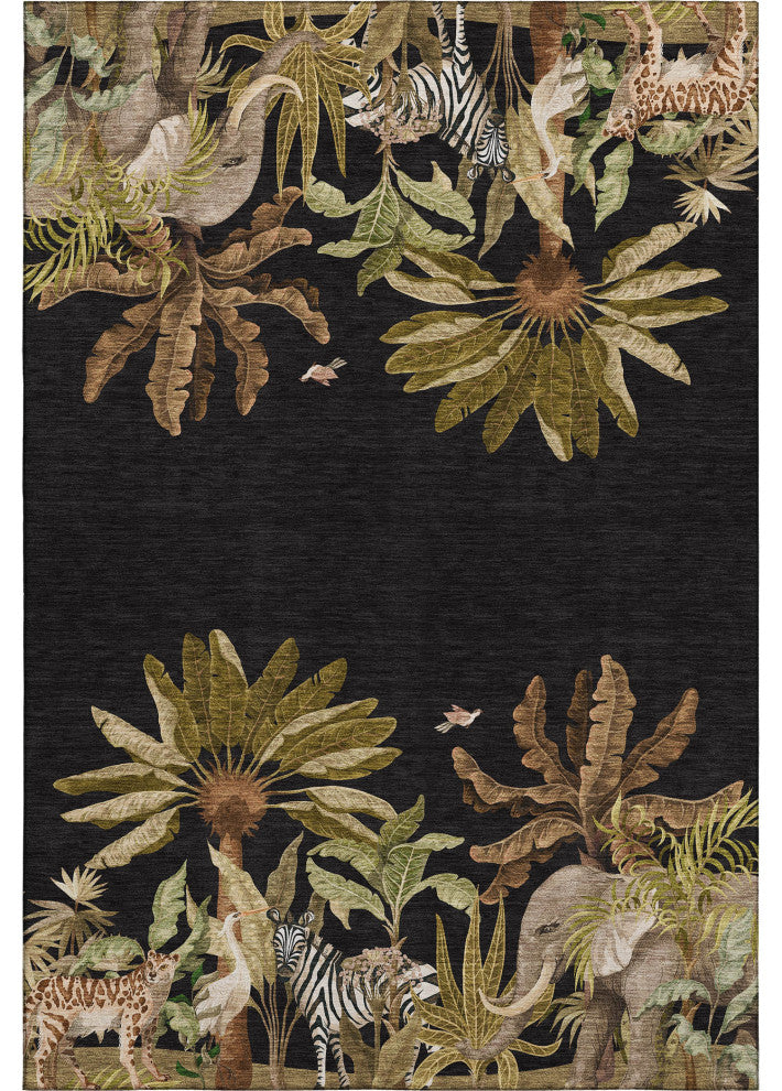 Addison Premium Washable Mayfield AMF203 Black 5' x 7'6" Rug