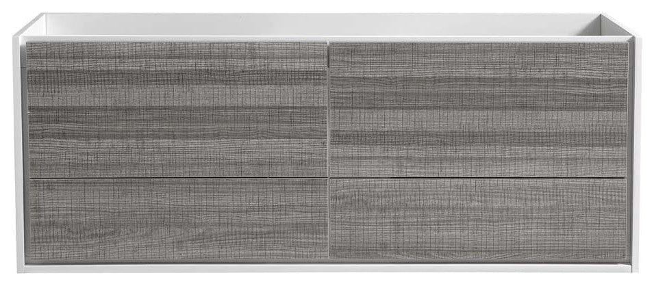 Fresca Catania 60" Gloss Ash Gray Wall Hung Single Sink Cabinet