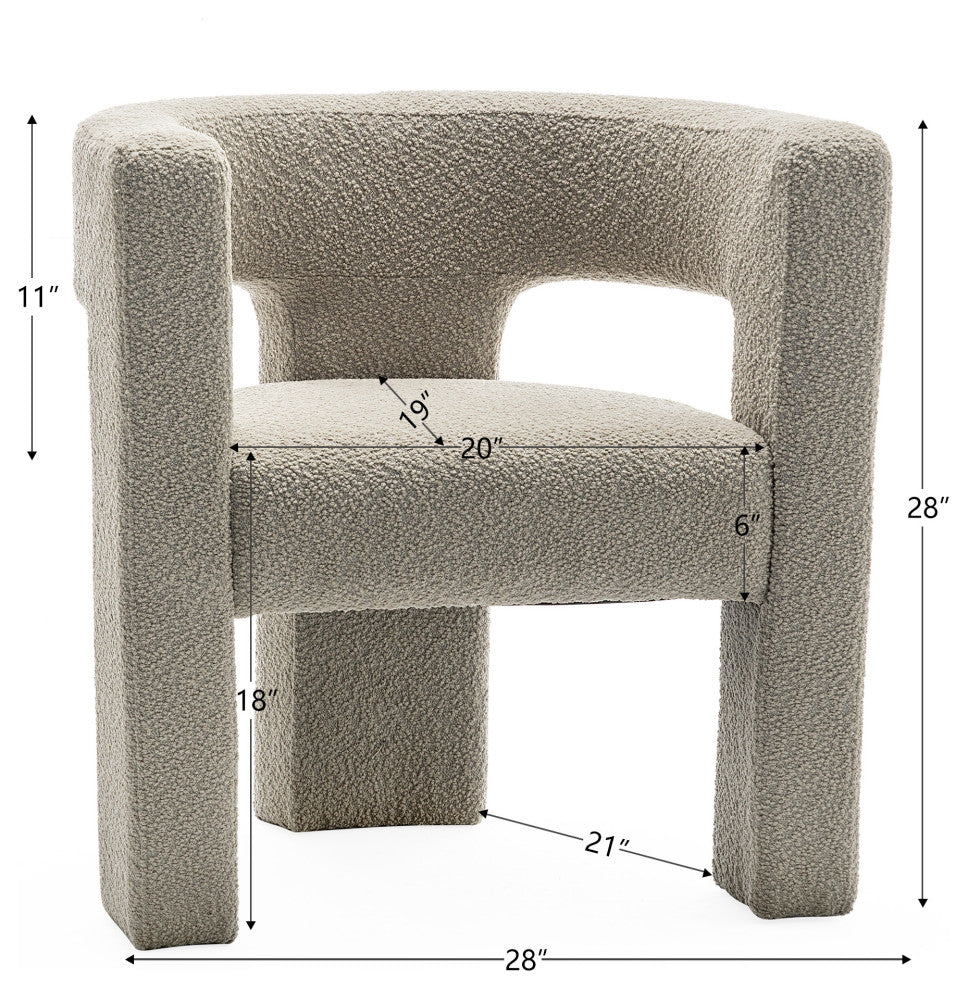 28" Wide Boucle Upholstered Square Armchair, Oatmeal