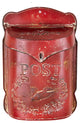 Embossed Tin Post Box, Distressed Finish, Red