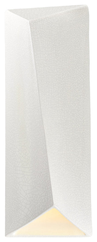 Ambiance Outdoor LED Diagonal Rectangle Wall Sconce, Closed Top, White Crackle