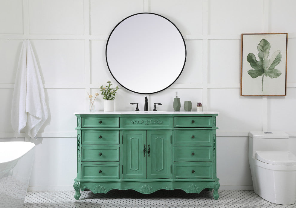 Bathroom Vanity, Vintage Mint, 60", Single Sink