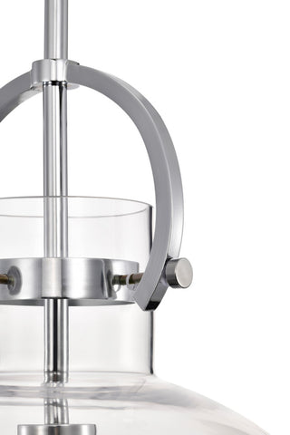 1-Light Chrome Modern Pendant With Globe-shaped Clear Glass Shade