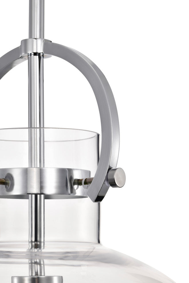 1-Light Chrome Modern Pendant With Globe-shaped Clear Glass Shade
