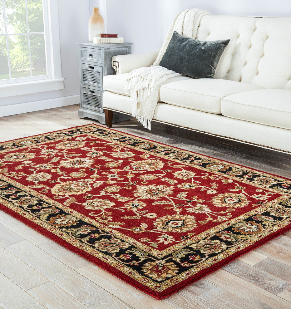 Jaipur Living Anthea Handmade Floral Red/Black Area Rug, 9'x12'