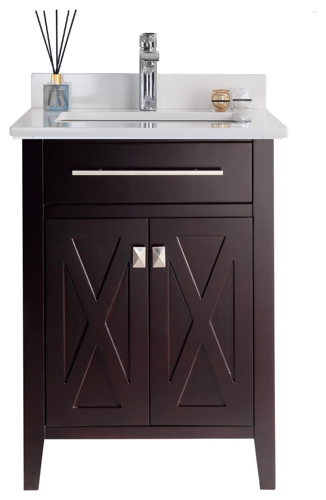 Wimbledon, 24" Brown Cabinet With White Quartz Countertop