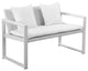Benzara BM287729 Outdoor Sofa, White Aluminum Frame, Fade Resistant Cushions