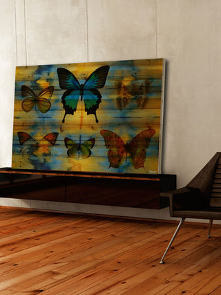 "Lepidoptera" UV Ink Print on Natural Pine Wood, 45"x30"