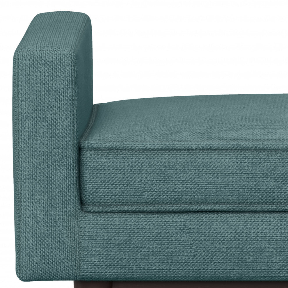Scott Solid Hardwood Small Ottoman Bench, Smoky Teal