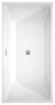Sara 63" Freestanding White Bathtub, Polished Chrome Drain and Overflow Trim