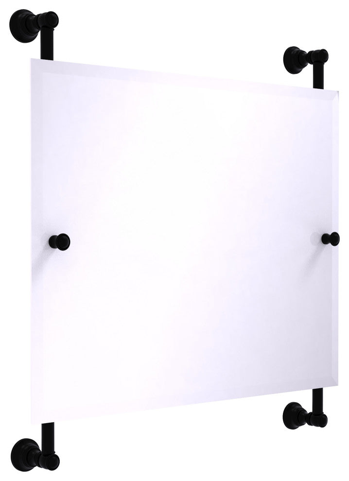 Carolina Landscape Frameless Rail Mounted Mirror, Matte Black