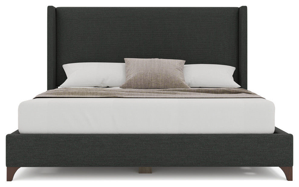 Nativa Interiors Megan Classic Plain Upholstered Bed, Charcoal, Queen