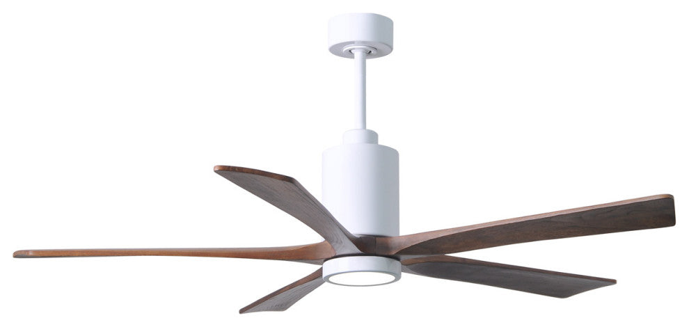 Matthews Fan, Patricia-5 Ceiling Fan, Lighting Kit, Gloss White, 60", Walnut