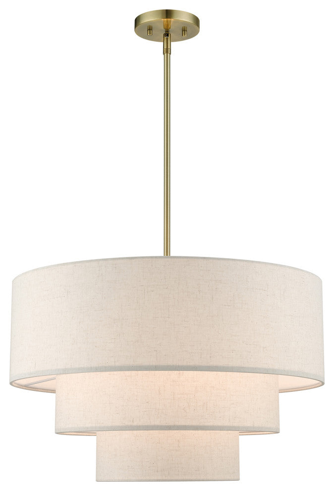Livex Lighting Gladstone 4-Light Antique Brass Pendant Chandelier