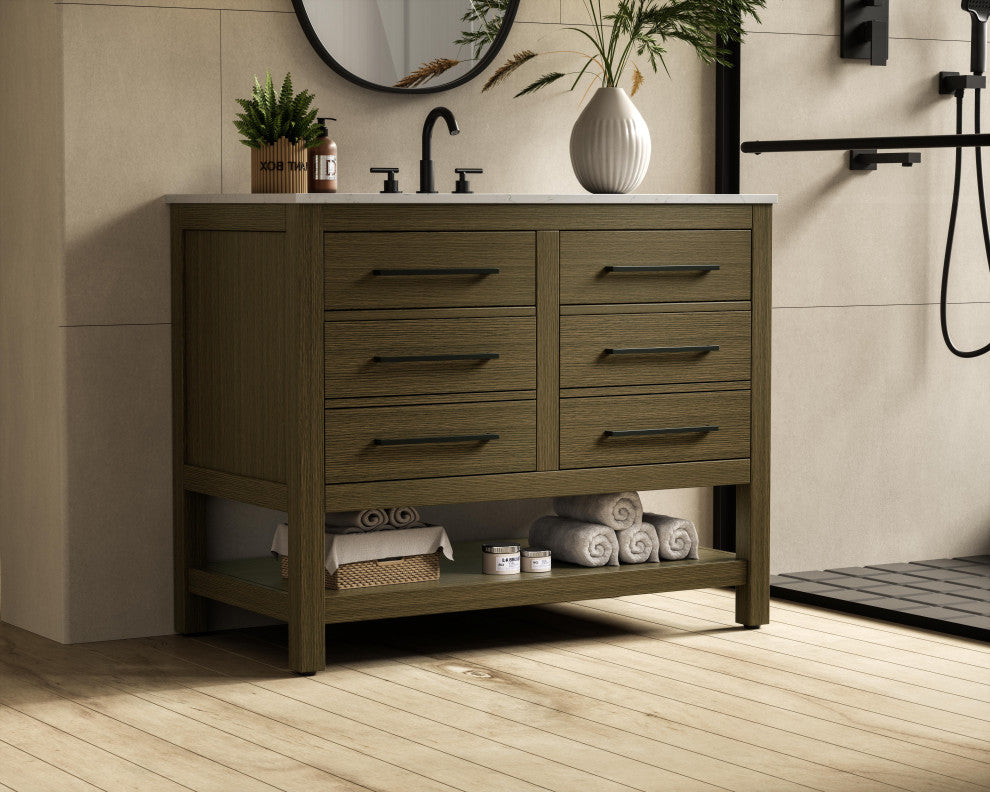 Home Living 42" Single Bathroom Vanity, Chestnut Brown
