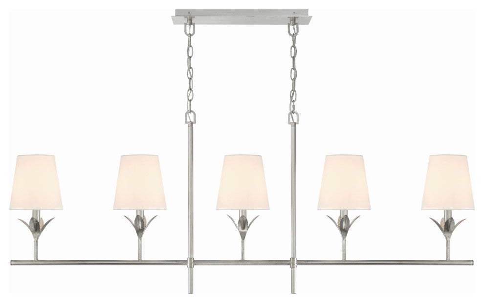 Crystorama Lighting Group 537 Broche 5 Light 54"W Linear - Antique Silver