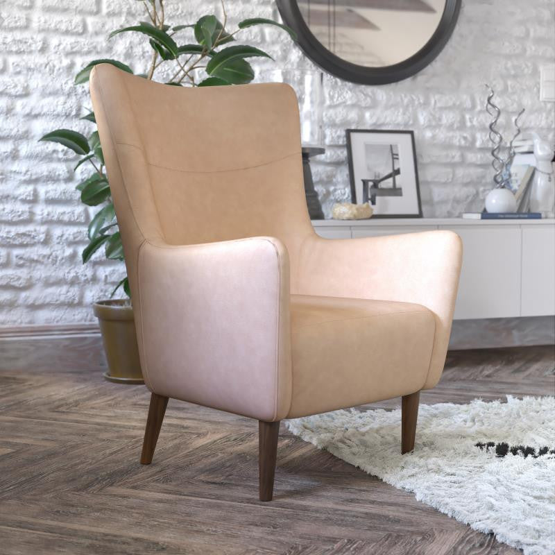 Connor Traditional Wingback Accent Chair, Light Brown