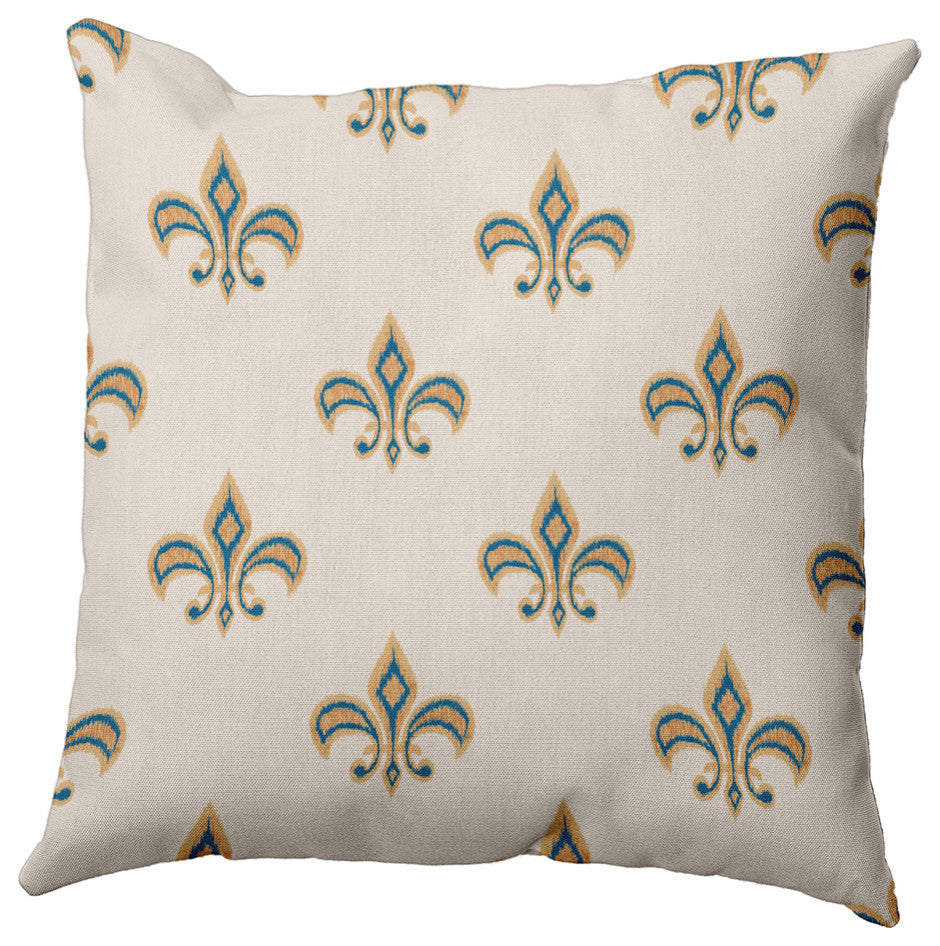 20" x 20" Fleur de Lis Decorative Throw Pillow, Autumn Blue