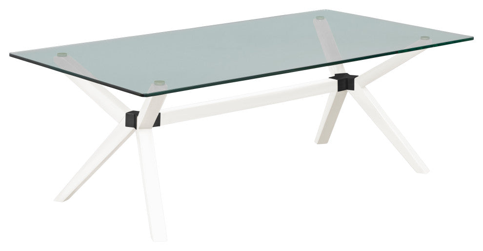 Mid-Century Modern Glass Coffee Table, White
