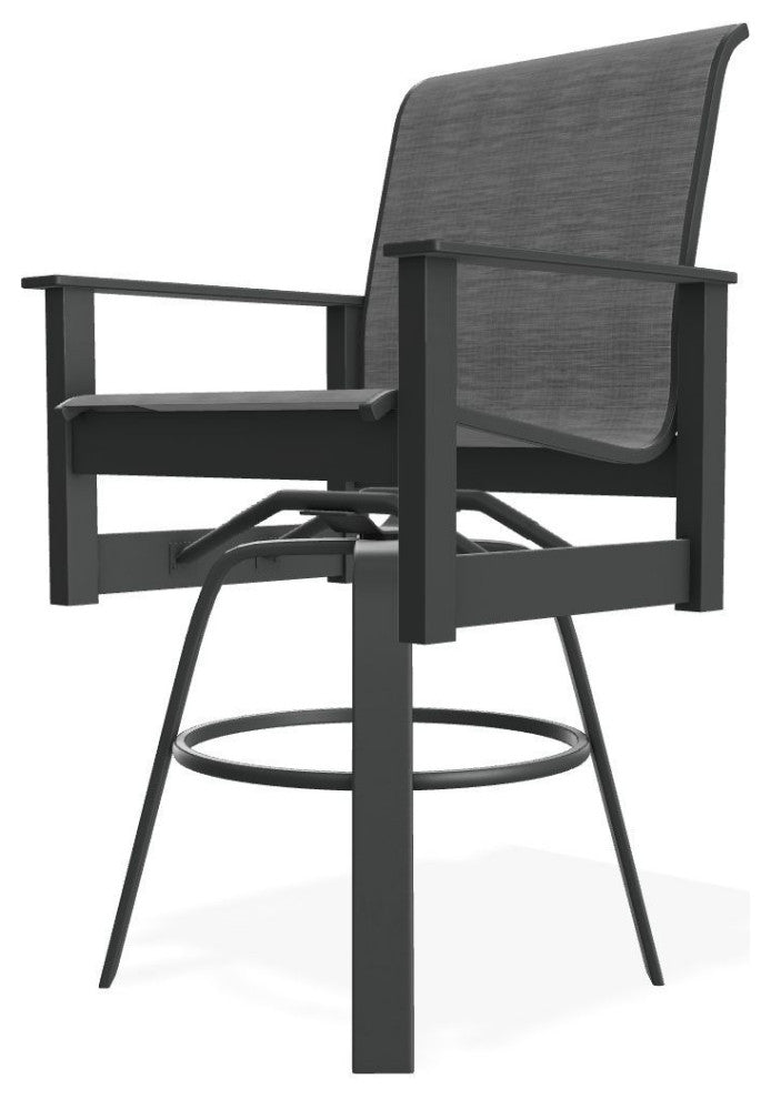 Leeward Sling Bar Height Outdoor Swivel Armchair, Collect Charcoal/Graphite