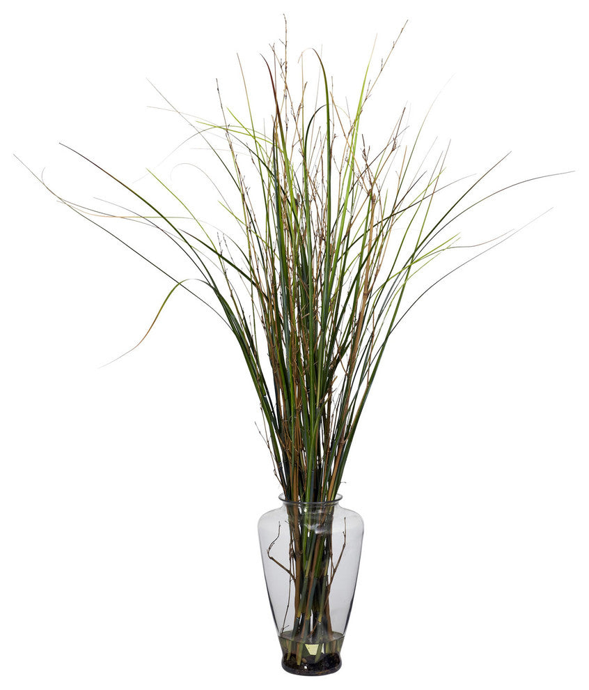 Grass and Bamboo With Large Jar Silk Plant