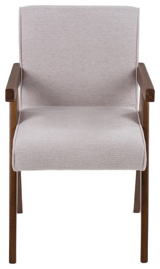 Modrest Joseline Modern Beige Fabric + Walnut Dining Chair, Set of 2
