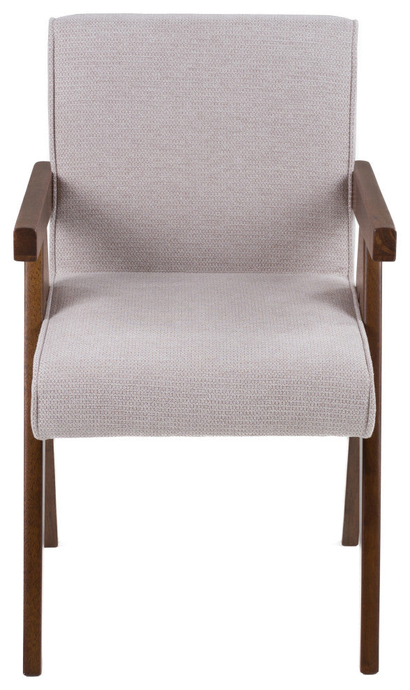 Modrest Joseline Modern Beige Fabric + Walnut Dining Chair, Set of 2