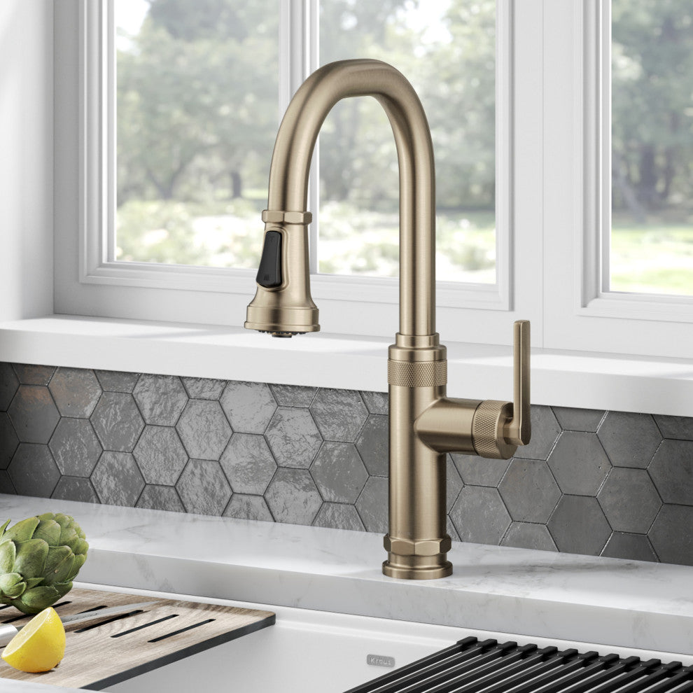 Sellette Pull-Down Kitchen Faucet, Spot Free Antique Champagne Bronze