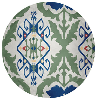 Bombay Medallion Spring Chenille Rug, Dark Cobalt Blue, 5' Round