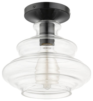 1 Light Shiny Black Semi-Flush, Chrome Finish Accents