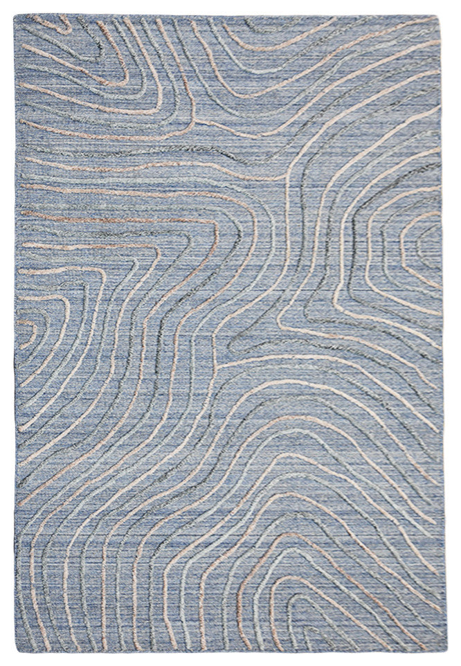 HAND WOVEN FLAT WEAVE KILIM POLYESTER RUGS -Rectangle,Blue Multicolor,Abstract, [Rectangle] 8'x10'