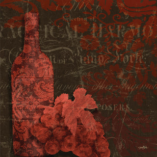 Red Damask Wine Bottle Square
