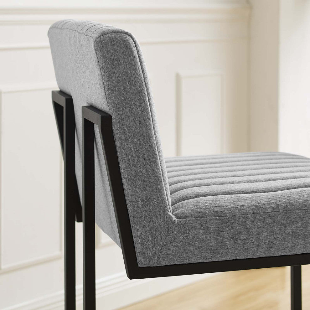 Tufted Bar Stool Chair Barstool, Fabric, Metal, Gray, Modern, Bar Pub
