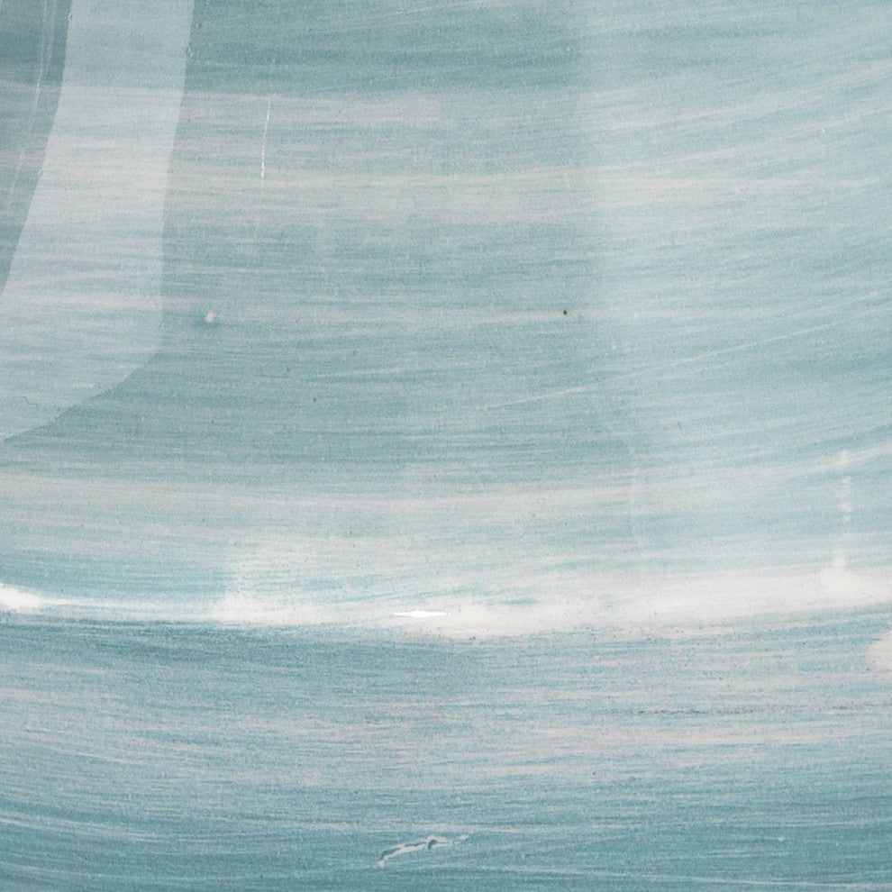Soft Blue Swirl Tapered Ceramic Table Lamp 16 in Fat Contemporary Striped