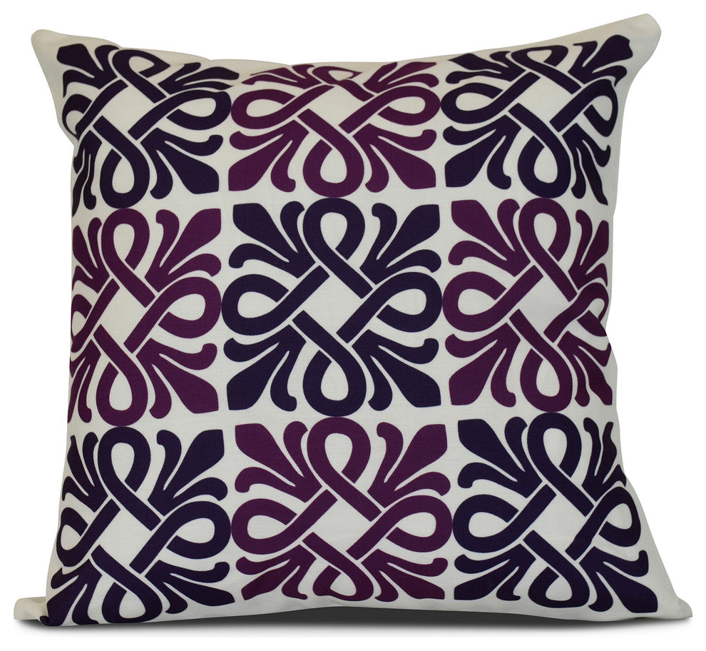 Purple Tiki Square, Geometric Print Pillow, 18"x18"