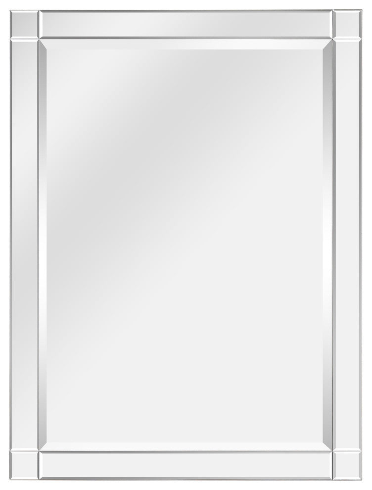 Squared Corner Beveled Rectangle Wall Mirror, Solid Wood Frame Mirror, 30" X 40"