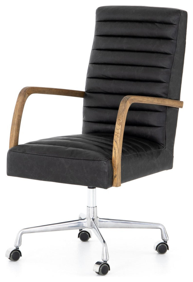 Bryson Channeled Desk Chair-Smoke