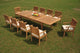 11-Piece Patio Teak Dining Set: 122" X-Large Rectangle Table, 10 Sack Arm Chairs