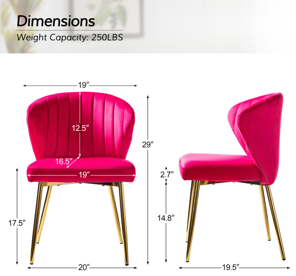 Luna Contemporary Side Chair With Tufted Back, Fuchsia