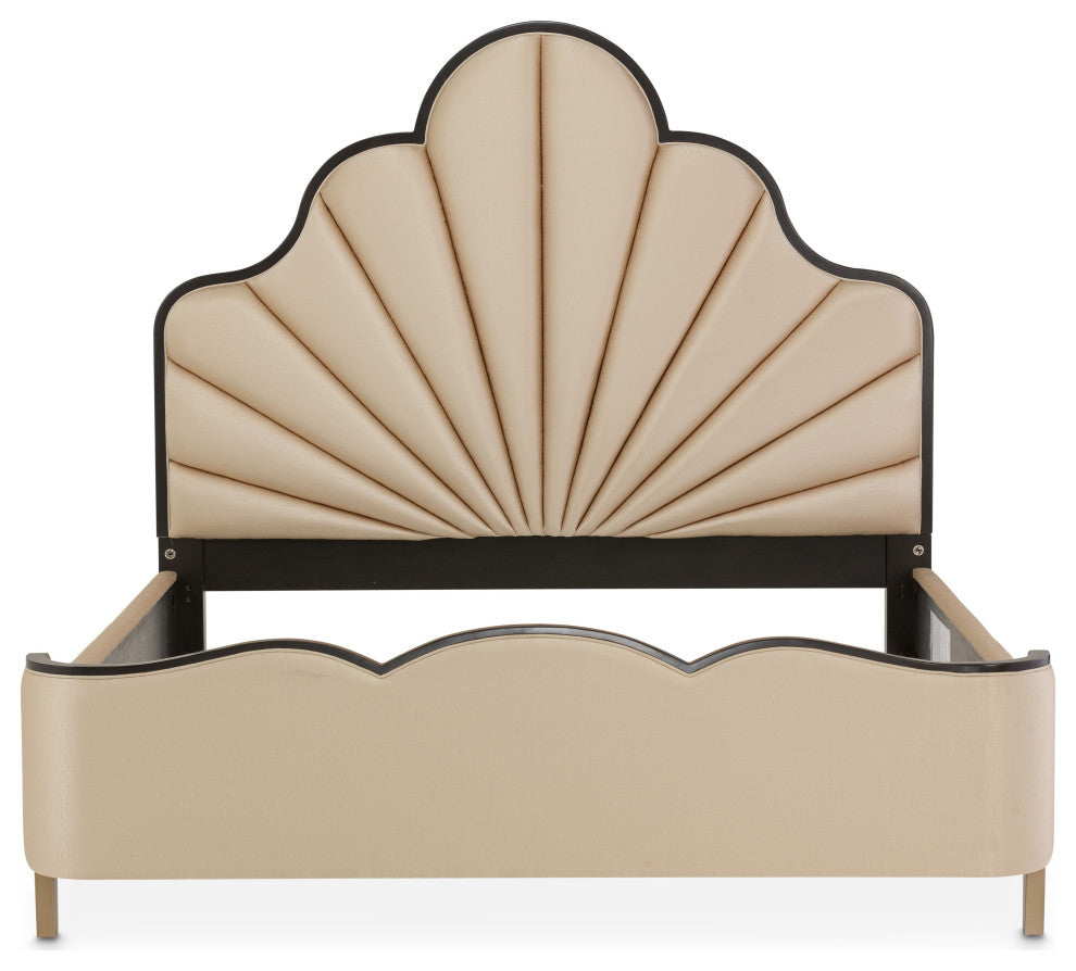 Malibu Crest Eastern King Scalloped Panel Bed - Dark Espresso