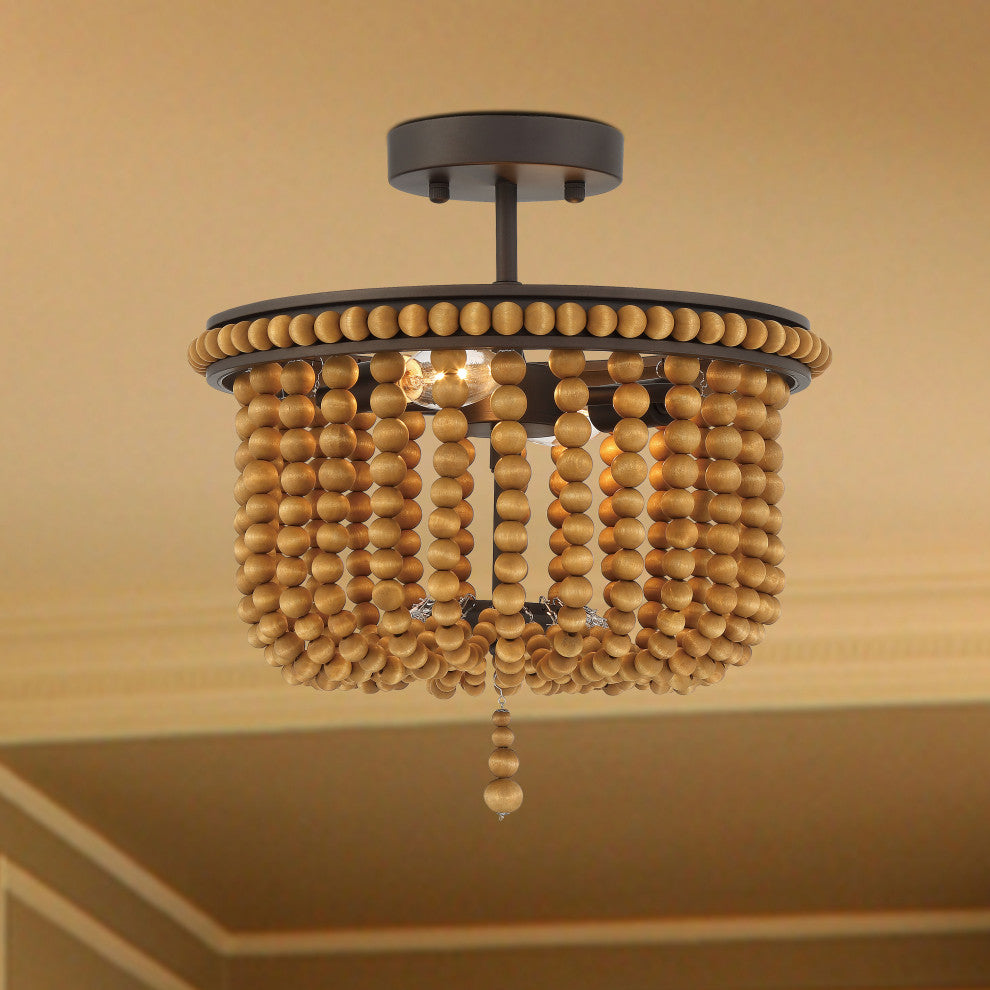 2 Light 12.6'' Unique/Statement Bowl Flush Mount, Oil Rubbed Bronze
