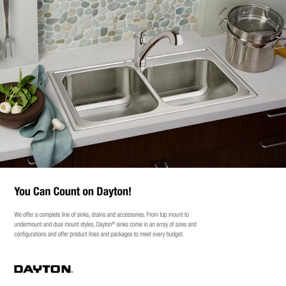 Elkay DW1011515 Dayton 15" Single Basin Drop In Stainless Steel - 2 Faucet