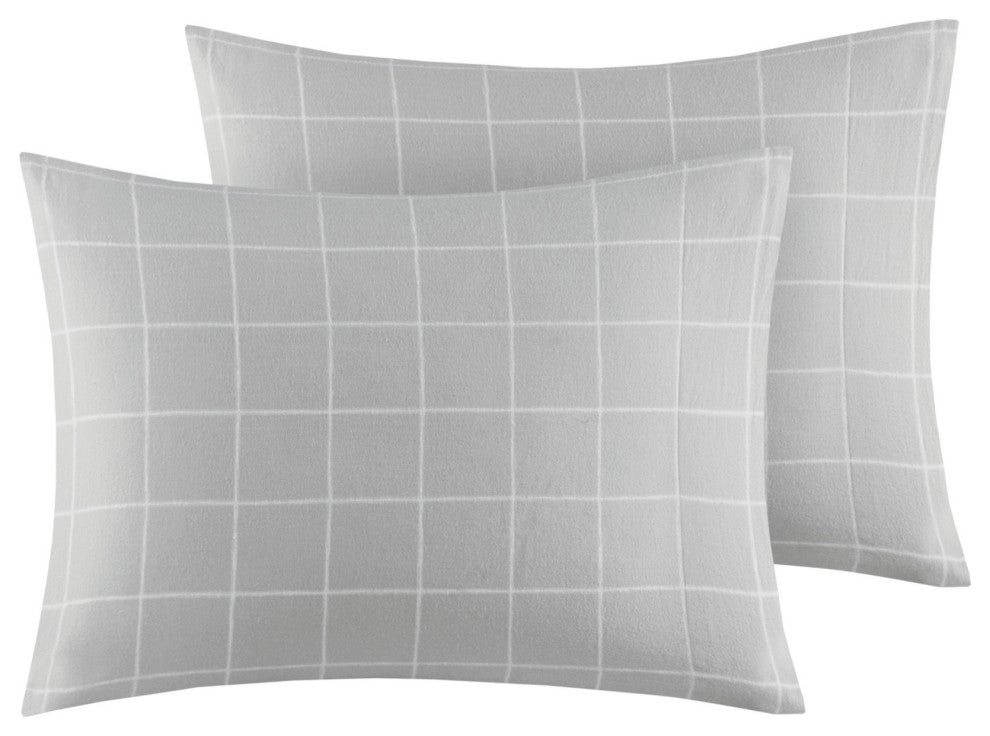 Beautyrest Oversized Flannel 4 Piece Sheet Set, Grey Windowpane