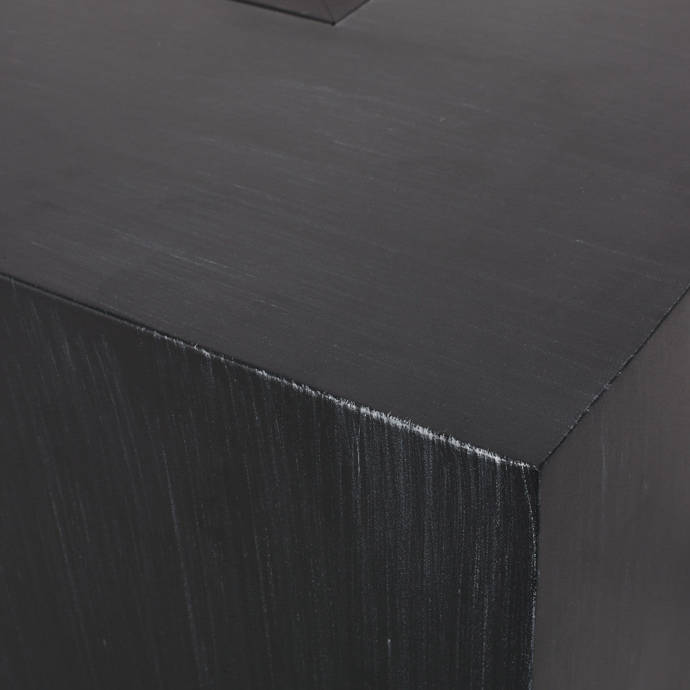 Jasmine Outdoor Iron 50K BTU Rectangular Fire Pit Table, Brushed Black