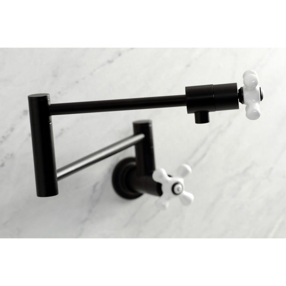 Kingston Brass KS4100PX Metropolitan Wall Mount Pot Filler, Matte Black