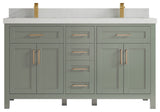 Cambridge 60" Double Bathroom Vanity in Evergreen 2" Carrara Quartz